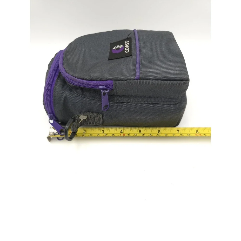 Vtg Coast Camera Bag Case Gray Purple Teal‎ W/Shoulder Strap Front Zip Pouch